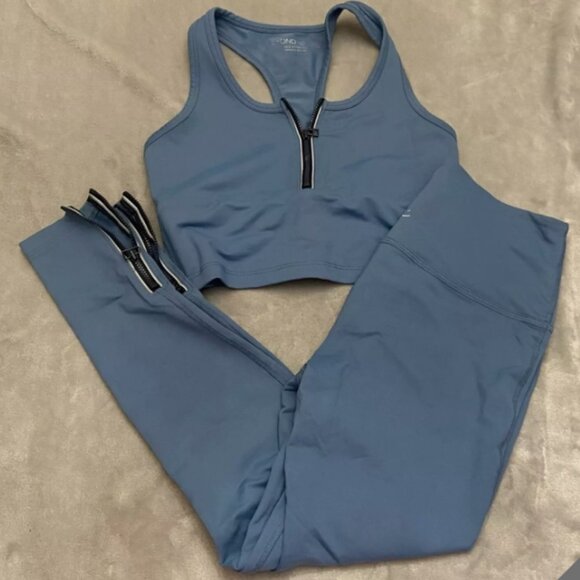 Beyond Yoga Pants - 2 Pc Beyond yoga Activewear Set Sports Bra & Leggings Zipper Accent 21090